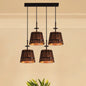 Rustic Wood Pendant Light with 4 Coolie-Shade Heads for Restaurants - Brown