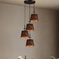 Rustic Wood Pendant Light with 4 Coolie-Shade Heads for Restaurants - Brown