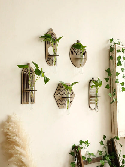 Rustic Wood Wall Vase for Greenery - Vase