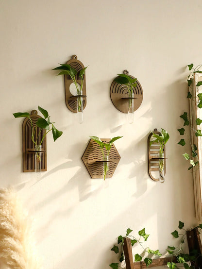 Rustic Wood Wall Vase for Greenery - Vase