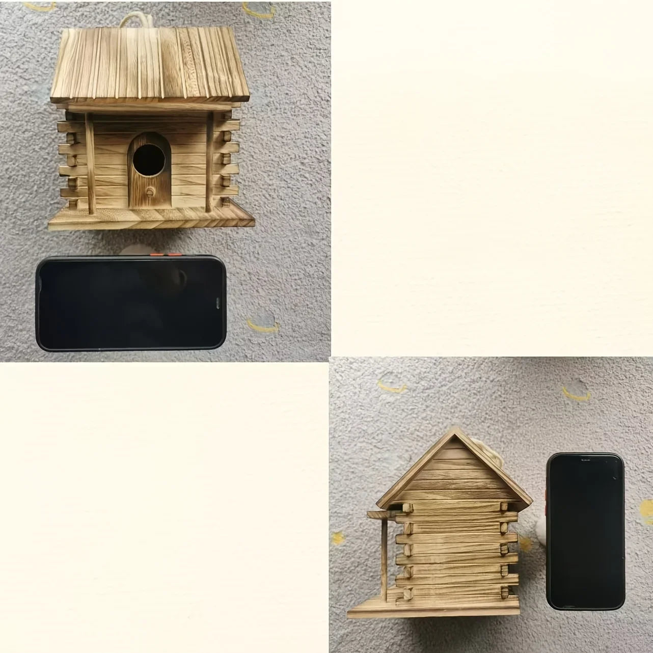Rustic Wooden Birdhouse for Hummingbirds & Small Birds - Carbon Color