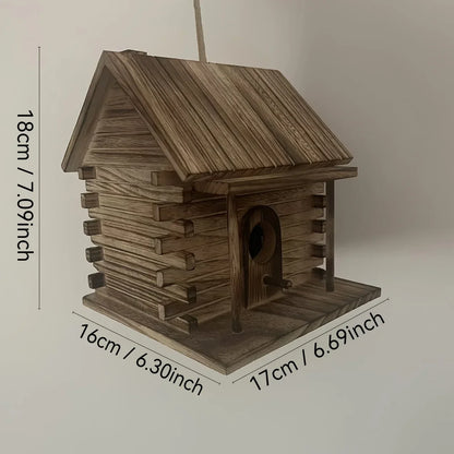 Rustic Wooden Birdhouse for Hummingbirds & Small Birds - Carbon Color