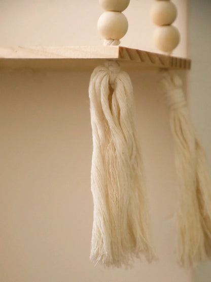 Rustic Wooden Wall Shelf with Hanging Plant Storage