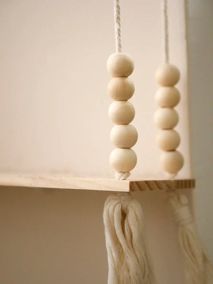 Rustic Wooden Wall Shelf with Hanging Plant Storage