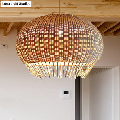 Rustic Woven Hanging Rattan Ceiling Pendant Lamp with 1 Bulb - Perfect for Restaurants