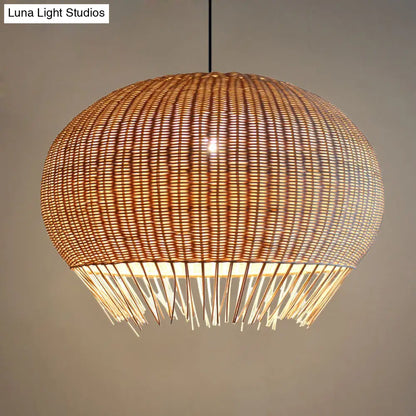 Rustic Woven Hanging Rattan Ceiling Pendant Lamp with 1 Bulb - Perfect for Restaurants