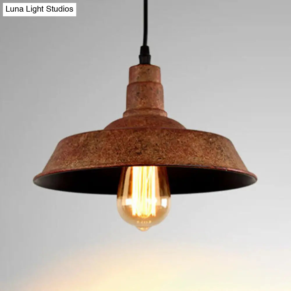 Rustic Wrought Iron Barn Pendant Light Fixture - Antique Stylish, 1 Head, Ideal for Bars