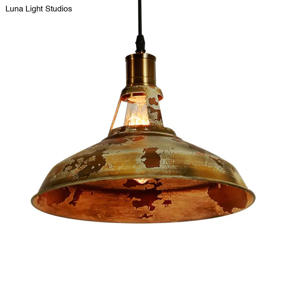 Rustic Wrought Iron Pendant Lamp with Rust Finish for Restaurant -1 Light