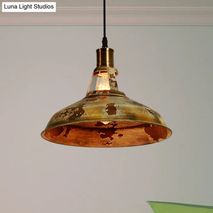 Rustic Wrought Iron Pendant Lamp with Rust Finish for Restaurant -1 Light