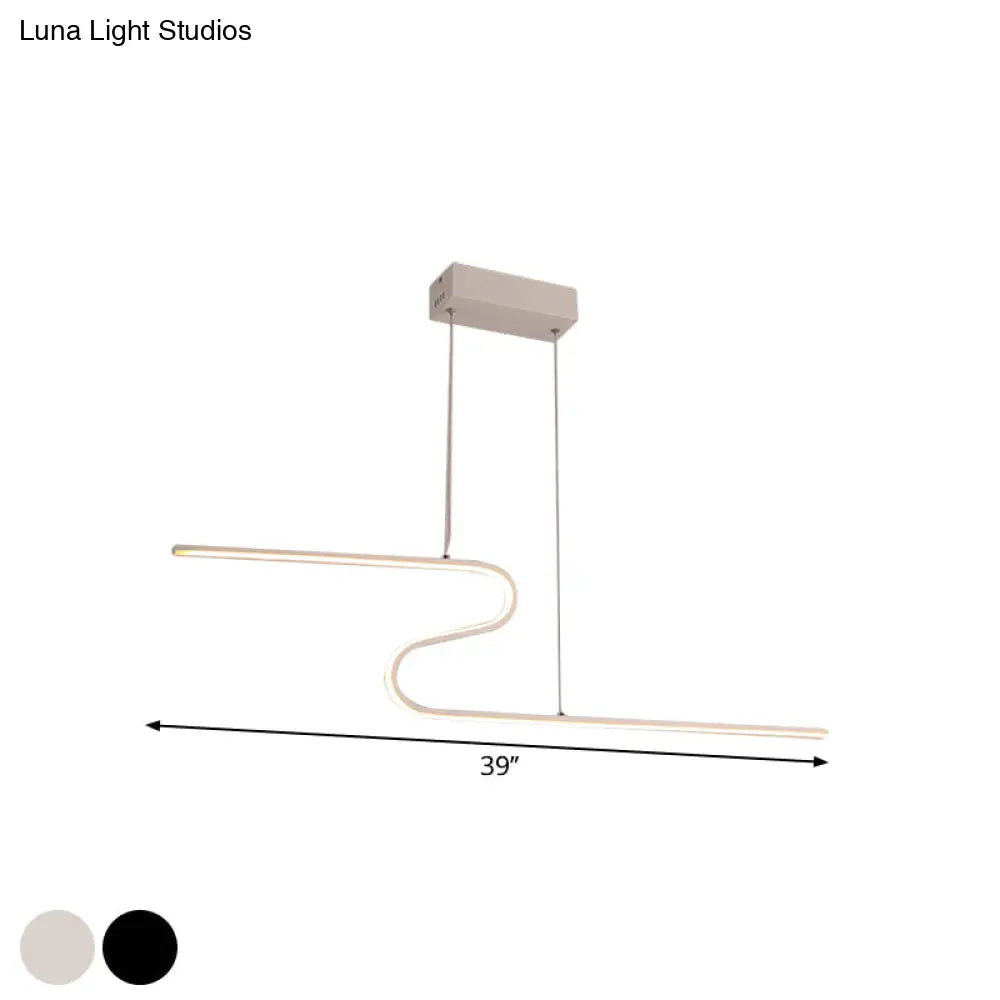 ديكوربايتس™ مصباح سقف معدني على شكل جزيرة على شكل حرف S بإضاءة دافئة/بيضاء - تصميم عصري