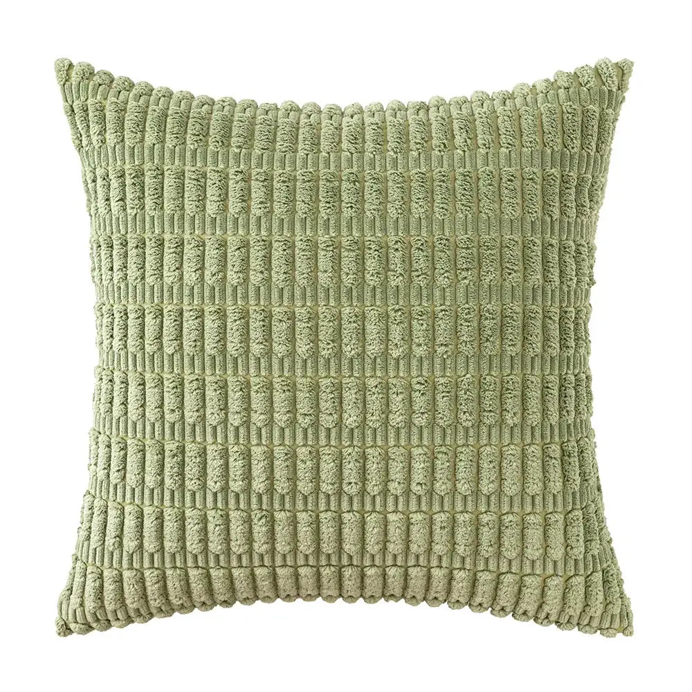 Soft sage green corduroy velvet pillowcase set of 2 with textured ribbed pattern for living room cushions