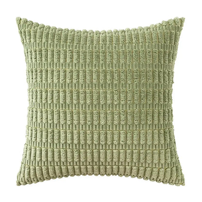 Soft sage green corduroy velvet pillowcase set of 2 with textured ribbed pattern for living room cushions