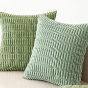 Soft sage green corduroy velvet pillowcase set of 2 with textured ribbed pattern for living room cushions