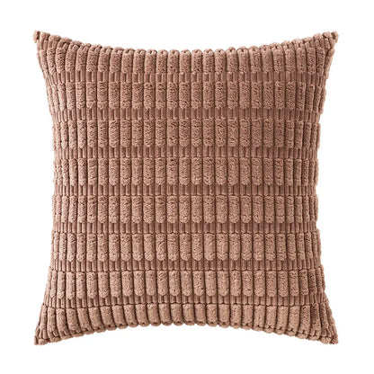Dusty rose square throw pillow in textured corduroy fabric with raised ribbed pattern complementing sage green corduroy velvet pillowcase set