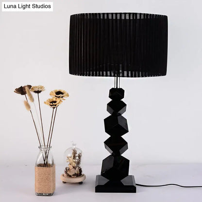 Sarah - Black Drum Night Lamp Classic Fabric Table Light