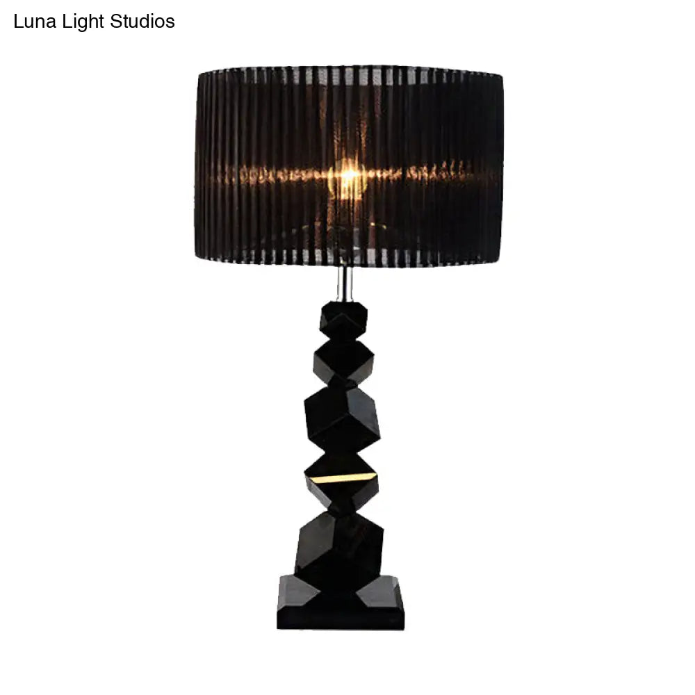 Sarah - Black Drum Night Lamp Classic Fabric Table Light