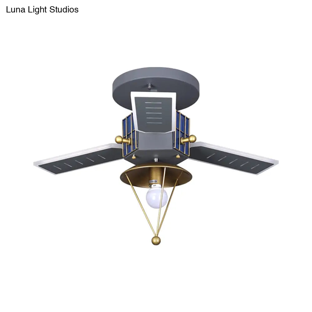 DecorBites™ DecorBites™ Satellite Metal Semi Flush Ceiling Lamp Cartoon Style - Grey & Gold LED Light