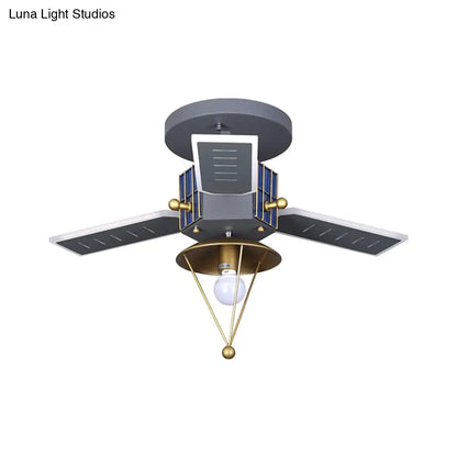 DecorBites™ DecorBites™ Satellite Metal Semi Flush Ceiling Lamp Cartoon Style - Grey & Gold LED Light