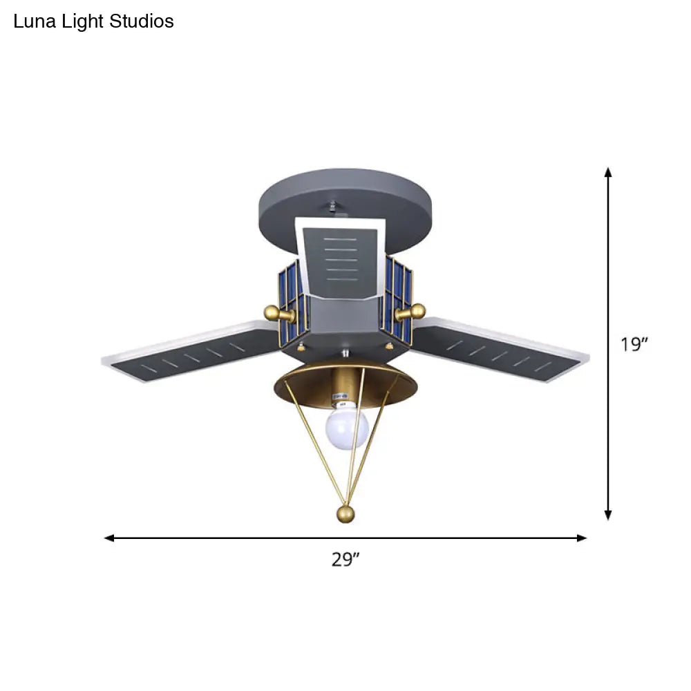 DecorBites™ DecorBites™ Satellite Metal Semi Flush Ceiling Lamp Cartoon Style - Grey & Gold LED Light