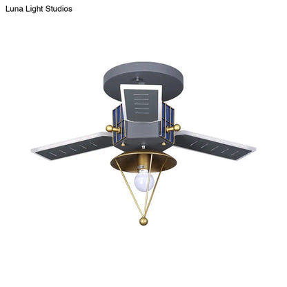 DecorBites™ DecorBites™ Satellite Metal Semi Flush Ceiling Lamp Cartoon Style - Grey & Gold LED Light