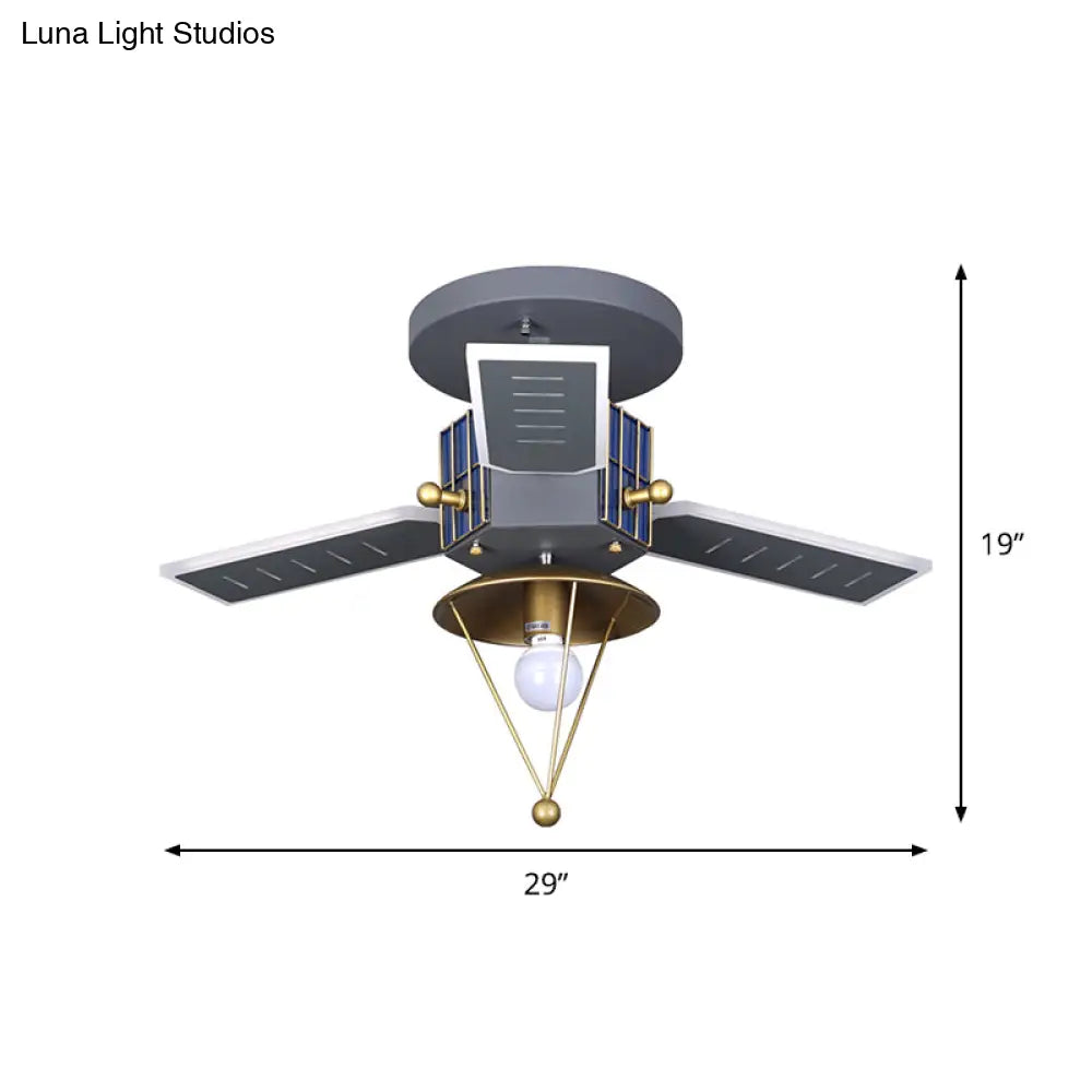 DecorBites™ DecorBites™ Satellite Metal Semi Flush Ceiling Lamp Cartoon Style - Grey & Gold LED Light