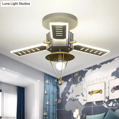 DecorBites™ DecorBites™ Satellite Metal Semi Flush Ceiling Lamp Cartoon Style - Grey & Gold LED Light