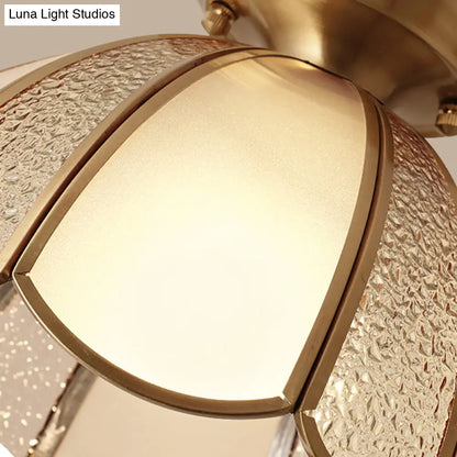DecorBites™ DecorBites™ Scallop Bedroom Flush Mount Light - Blown Opal Glass - 1 Bulb - Brass Finish - Close to Ceiling Lamp