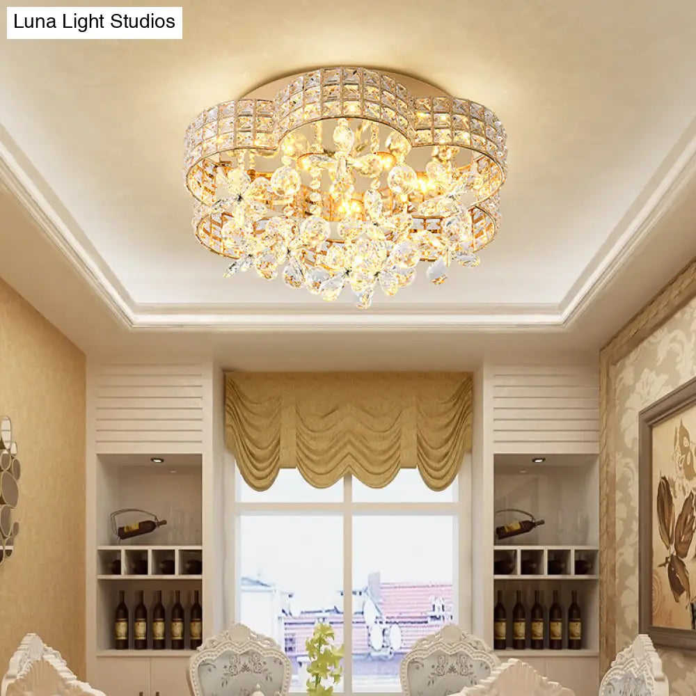 DecorBites™ DecorBites™ Scallop Crystal LED Ceiling Light in Gold - Modern Flush Mount Lamp for Bedroom
