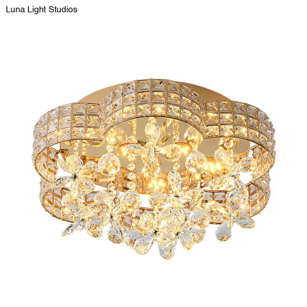 DecorBites™ DecorBites™ Scallop Crystal LED Ceiling Light in Gold - Modern Flush Mount Lamp for Bedroom