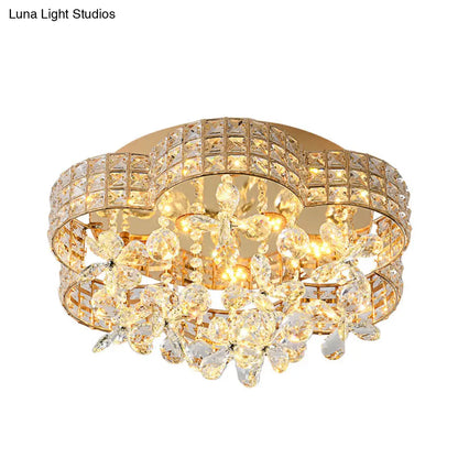 DecorBites™ DecorBites™ Scallop Crystal LED Ceiling Light in Gold - Modern Flush Mount Lamp for Bedroom