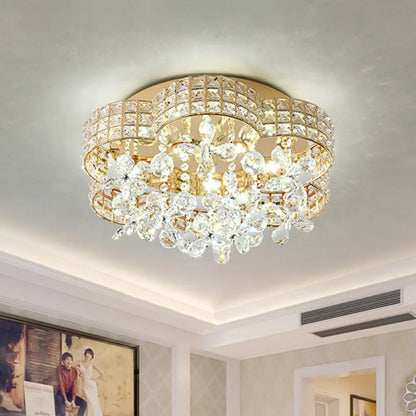 DecorBites™ DecorBites™ Scallop Crystal LED Ceiling Light in Gold - Modern Flush Mount Lamp for Bedroom