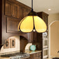 Scalloped Amber Glass Tiffany Pendant Light for Entryway with Beige Ceiling Mount - 1 Bulb