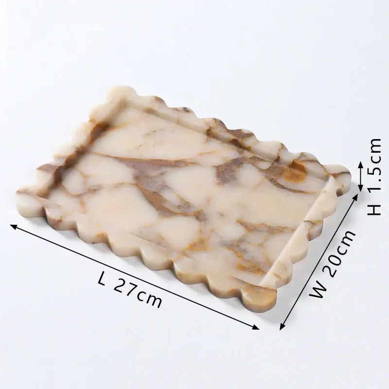Beige and brown calacatta viola marble tray with scalloped edges luxury kitchen decor marble tray viola marble tray