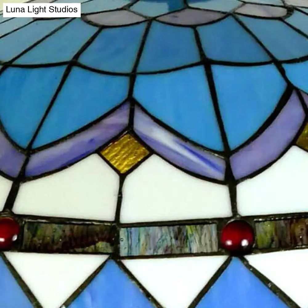 DecorBites™ DecorBites™ Scalloped Edge Baroque Style Glass Bowl Chandelier Light in Blue/Sky Blue, 12"/16"/19.5"/23.5" W, Brass Hanging Light