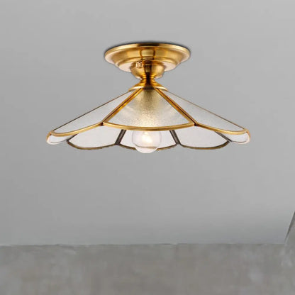 DecorBites™ DecorBites™ Scalloped Foyer Flush Mount Ceiling Light Fixture with Brass Finish - 12"/16" Diameter