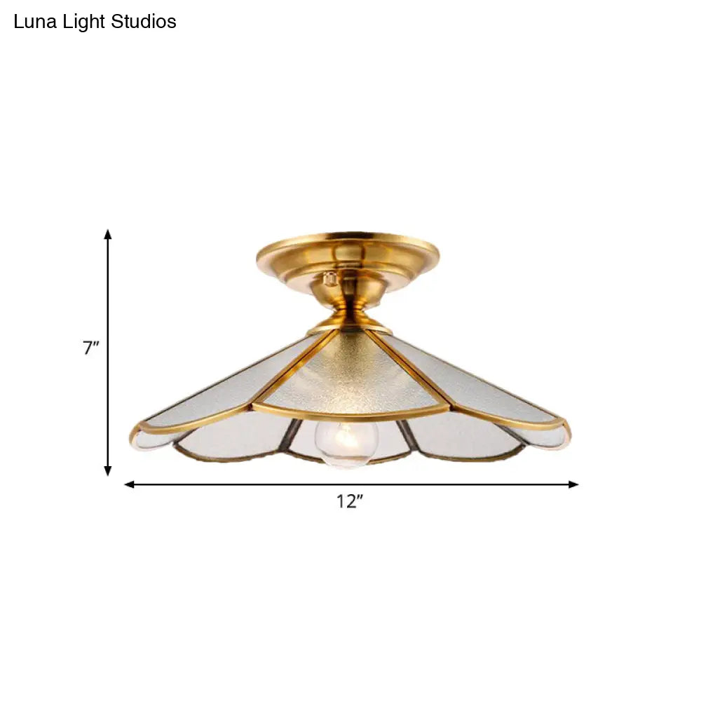 DecorBites™ DecorBites™ Scalloped Foyer Flush Mount Ceiling Light Fixture with Brass Finish - 12"/16" Diameter