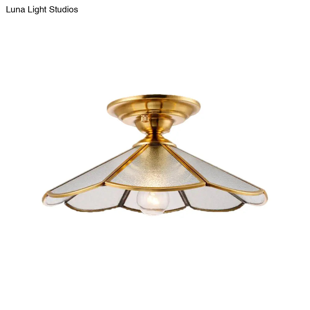 DecorBites™ DecorBites™ Scalloped Foyer Flush Mount Ceiling Light Fixture with Brass Finish - 12"/16" Diameter