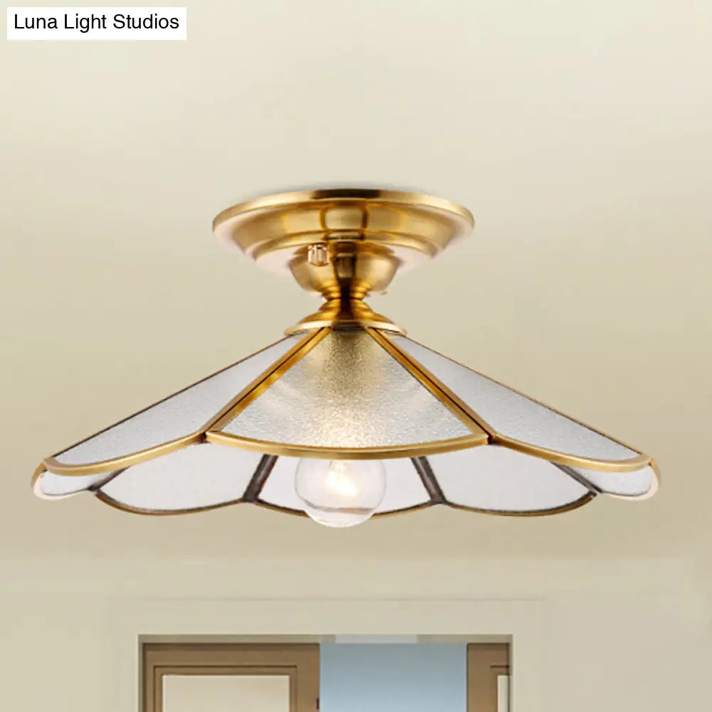 DecorBites™ DecorBites™ Scalloped Foyer Flush Mount Ceiling Light Fixture with Brass Finish - 12"/16" Diameter
