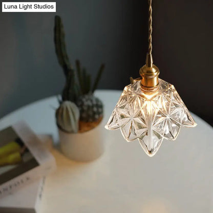 Scalloped Glass Pendant Light for Simple Dining Room Elegance