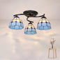 Scalloped Glass Semi Flush Mount Ceiling Light with Mediterranean Style