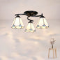 Scalloped Glass Semi Flush Mount Ceiling Light with Mediterranean Style