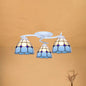 Scalloped Glass Semi Flush Mount Ceiling Light with Mediterranean Style