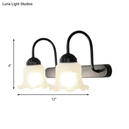 DecorBites™ DecorBites™ Scalloped Industrial Wall Sconce Light: White Glass & Black Finish, 2-Light Fixture for Living Room