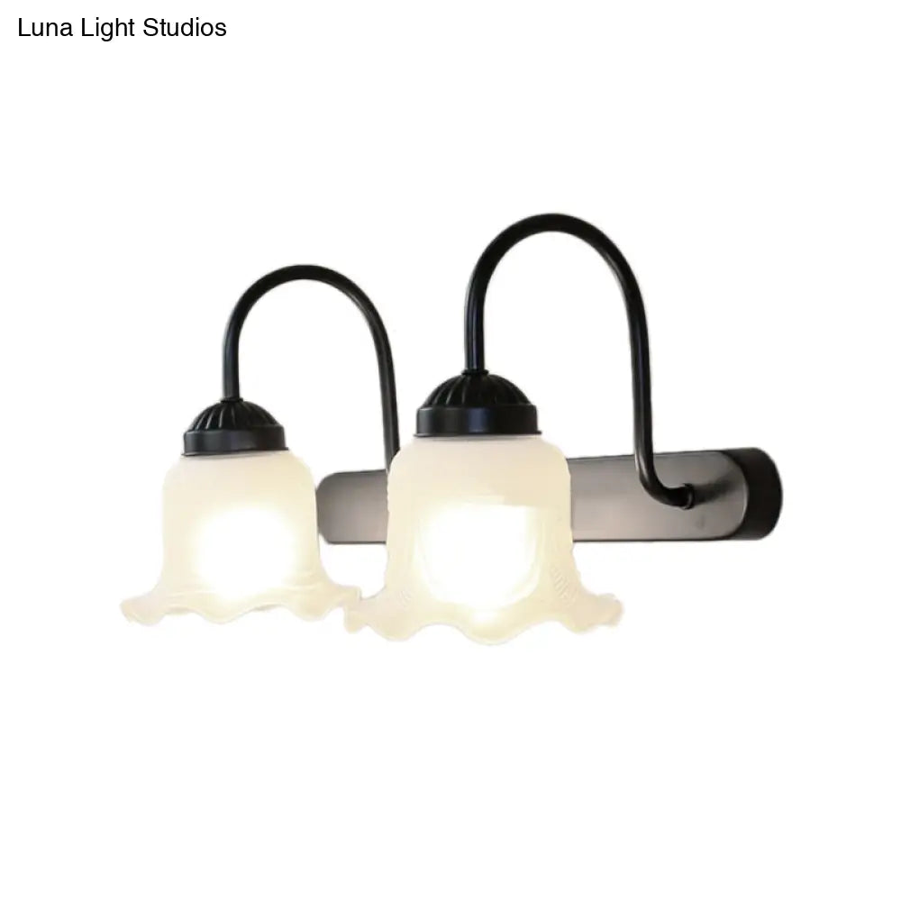 DecorBites™ DecorBites™ Scalloped Industrial Wall Sconce Light: White Glass & Black Finish, 2-Light Fixture for Living Room