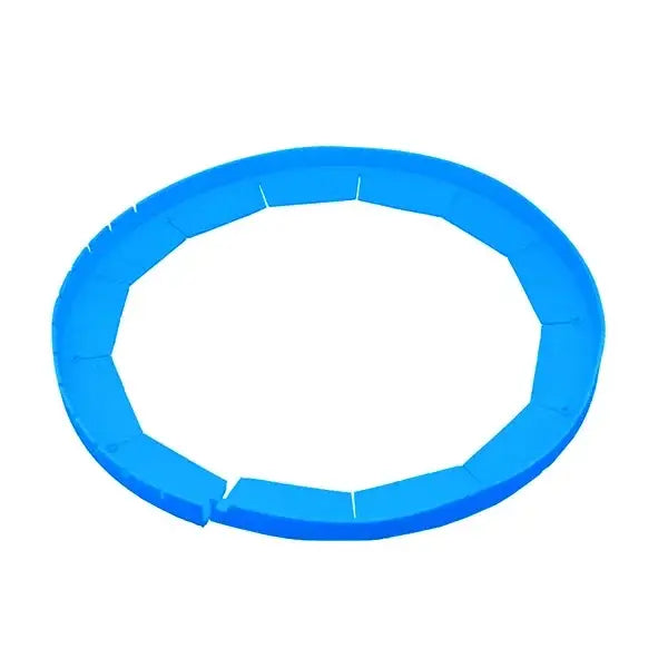 Bright blue segmented foam ring as a pie crust shield for protecting pie crust edges during baking