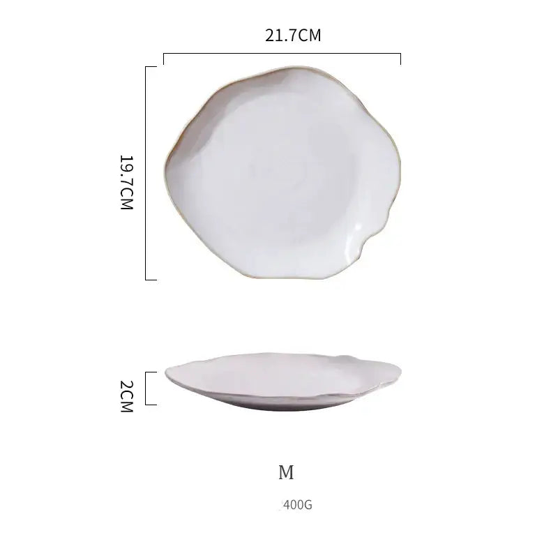 Scalloped white ceramic dinner plate with handcrafted irregular rim and subtle glossy finish from decorbites dinner plate set