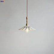 Scalloped white ceramic led pendant light with brass hardware and wooden handle for dining room by decorbites ceramic led pendant