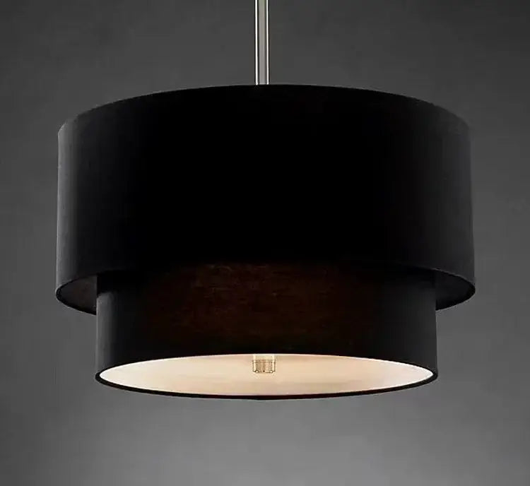 Black velvet double linen fabric pendant light with warm glow ideal for scandinavian dining room lighting