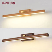 Two modern minimalist led wall sconces with sleek black walnut finish and integrated light strip for bedroom decorbites mirror lamp