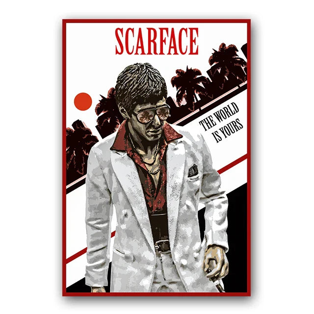 ’Scarface Tony Montana Canvas Wall Art Print’ - Light Grey / 50x70cm No Frame - Posters